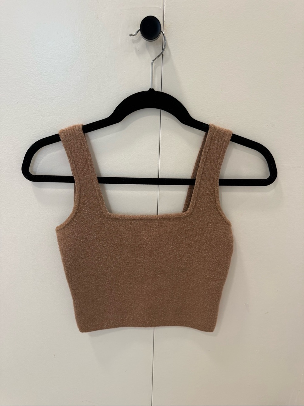 Abercrombie & Fitch Knit Square-Neck Crop Tank in Brown